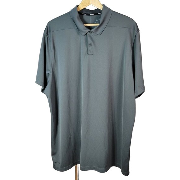 Nike Mens Victory Polo Shirt Gray XXL Collar 2 Buttons Short Sleeve Dri-Fit Golf - Picture 1 of 6